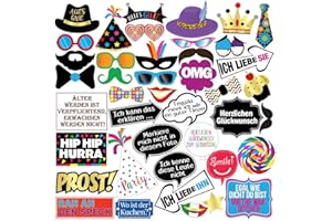 ‎STERLING JAMES CO. Lustige Geburstagsparty Fotobox Requisiten – 42 Stück – Für 18., 30., 40., 50., 60., 70., 80. & 90. Geburtstag – Party Accessoires & Dekoration