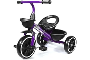 KRIDDO Dreirad ab 2 Jahre, Dreirad für Kinder von 24 Monate bis 5 Jahre, Kinderdreirad Lauflernhilfe, Geschenk für Kleinkinder von 2-4 Jahren, Dreiräder, Violett