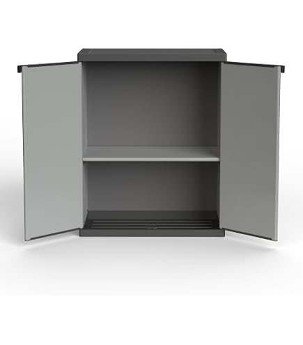Kreher Kunststoffschrank 2er-Set, Gartenschrank in Lichtgrau