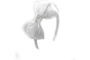 PrettyBoutique 4 Inches Girls Sheer Satin Ribbon Bow Alice Headband (White)