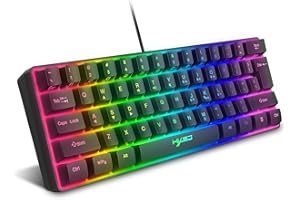KUIYN mini tastiera meccanica USB da gioco, cablata al 60%, 61 tasti con 11 retroilluminazione RGB Chroma, copritasti flottante in ABS, anti-ghosting, da ufficio
