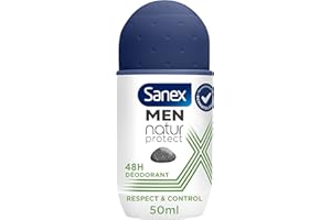 SANEX - Déodorant à Bille Men Natur Protect Respect & Control - Déodorant pour Homme à la Pierre d'Alun - Efficacité 24 h - 50 ml -