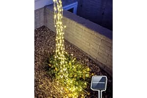 Joycome Fascio di Luce 2m 200 LED Solare Luci a Cascata, 8 modalità di Illuminazione Catena Luminosa, Impermeabili Luci Decorative Stringa per Natale Festa Matrimonio
