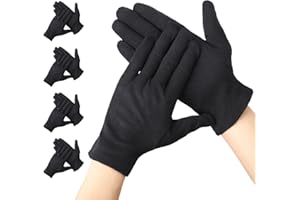 Segbeauty Guantes Algodon Negros, 4 Pares Guantes de Algodón para Dermatitis, Reutilizables y Cómodos, para Inspección de Joyas, Dormir Durante la Noche Curar Eczema (M)