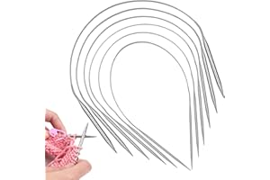 Aeeque Lot de 6 aiguilles à tricoter circulaires de 40 cm, 2,5 mm à 9,0 mm, aiguilles à tricoter circulaires en acier inoxydable, aiguilles à tricoter rondes légères pour manches bonnet, chaussettes
