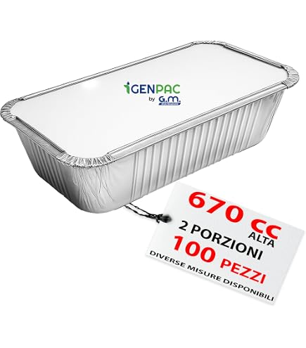 Vaschette Alluminio con Coperchio, 60 Pezzi Contenitori Alluminio 650ml, Teglie Alluminio Usa e Getta Monouso, Vaschette in Alluminio per Trasporto di Cibo, Congelamento, Barbecue, Cottura In Forno