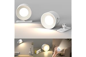 LYSUMURL 2PCS Rechargeable Wall Light White, 360° Magnetic LED Touch Light,3 Colour Temperatures & Brightness Levels, Type-C, Stick-On Cordless Wall Lamp for Bedroom Hallway, Eye-Friendly, Memory Function
