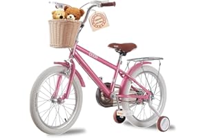 TRIOBLADE Girls Bike 16" 18" 20" 22" Kids Bike Pink Children Bicycle with Stabilizers Basket, Girls Children Bike Gift Ages 2-9 Years Old Adjustable Seat