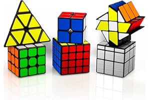 JQGO Speed Puzzle Cube, Ensemble de Cube 3x3 2x2 4x4 Pyraminx Mirror Fisher Cube, 6 Pack Magic Cubes Casse Ttete Cube