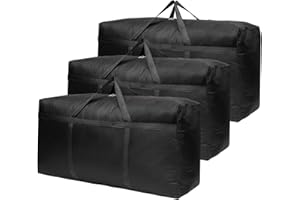 Lannvan 3 Stück 150L Aufbewahrungstasche XXL - 600D Oxford Aufbewahrungstasche für Bettdecken - Umzugstaschen mit Reißverschluss & Griff - Kleidung Kissen Bettwäsche Aufbewahrung (97.5 * 26 * 59.5cm)