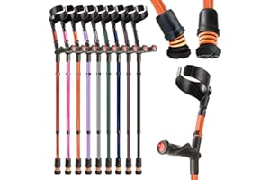 FLEXYFOOT LTD Flexyfoot Shock Absorbing Comfy Grip Double Adjustable Crutch - Improves Safety, Improves Grip, Reduces Shocks & Jarring – Right Handed - Orange
