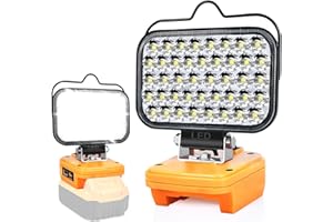 FYJUL Cordless LED Work Light for Dewalt 20V Battery, Portable Flashlight Lamp for Dewalt, Spotlight Jobsite Flood Light Tool for DCB205 DCB206 Repairing/Outdoor Camping/Garages/Emergency(No Battery)