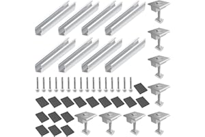 YUANYUU Kit Soporte Placas Solares, 8 Pieza Rieles, 8 Pieza Abrazaderas Centrales, Juego de Montaje Solar, Soporte Panel Solar para Autocaravanas, Barcos, Techos de Automóviles