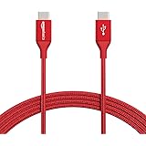 Amazon Basics - Verbindungskabel, USB Typ C auf USB Typ C, USB-2.0-Standard, doppelt geflochtenes Nylon, 3 m, Rot
