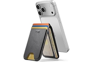 ESR Geo Porte Carte pour MagSafe, Compatible avec Localiser, Porte-Cartes Magnétique pour 5 Cartes, Blocage RFID, Support Ajustable, Wallet pour iPhone 17/16/15/14/13/12 séries, Non 13/12 Mini, Noir