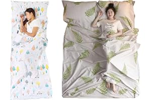 Azarxis Sac de Couchage en Coton Drap de Sac de Couchage 1 2 Personnes Compact Léger Confortable pour Hôtel Auberge Voyage Camping