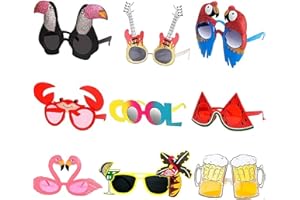 JIAJIAYI Hawaiian Tropicale Festa Occhiali da Sole Occhiali per Festa Tropicale Luau,Occhiali da Festa Tropicali Hawaiani Set per Accessori per Feste Estive,Occhiali Divertenti per Adulti e Bambini