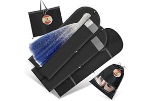 Aiuuee 3 Pezzi Borsa Porta Abiti Lungo 180 x 60cm con 3 Sacchetti Scarpeda, Pieghevole PEVA Copriabiti Lunghi con Cerniera, Impermeabile Antipolvere Borsa Custodia Abiti Lunghi da Sposa
