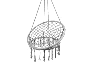 MalTec Fotel wiszący, huśtawka ogrodowa, gniazdo bociana, tkane siedzisko, jasnoszary, do zawieszenia, obciążenie do 150 kg, do użytku wewnątrz i na zewnątrz