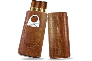BORDEAG Cigarrfodral för 3 cigarrer, läder cigarrfodral, humidor cigarrer med cigarrskärare, resecigarrfodral bärbart med cederträ, cigarrfodral för resor korta resor