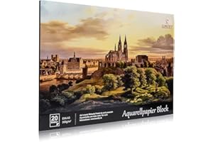 KUNSTIFY Bloc de dibujo para acuarela, bloc de papel de dibujo, papel de acuarela para acuarela, acuarela, bloc de dibujo en blanco, papel de dibujo (A3-20 hojas)
