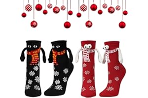 AJUNLKVDR 2 Pair Weihnachtssocken,Socken Weihnachten,Christmas Socks,Kuschelig Socken Hand Lustige,Weihnachten Magnetische Mit Socks,Holding Magnet Weihnachtssocken,für Magnetic Händen,Männer Geschenkideen