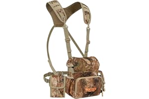NewView Binocular Harness Chest Pack mit Abnehmbarer Entfernungsmesser-Tasche, verstellbarem Bino-Gurt und Regenschutz - ideal für Jagd, Wandern und Vogelbeobachtung - Quiet-M