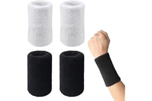 Niuhong 2 Paires Bracelets Poignet Coton Élastiques Sports Poignet Athlétique Élastique Poignet Protection Bras Fitness Bandes Poignet De Fitness Sport Coton Transpiration Respirant Jeux De Ballon