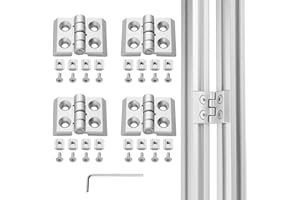 JiGiU 4 Stück Scharnier M4 Klappscharnier für 2020 Aluprofil Nut 6 Türscharnier aus Zinklegierung, inkl. Nutenstein und Schrauben, Aluprofil-Zubehör Drehband für Leichte DIY Schranktüren (Silber)