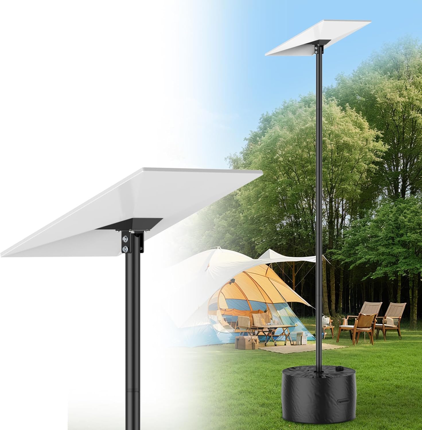 XXSSTUDIO Kit de Montaje Starlink Gen 3, Poste de Montaje a Tierra Starlink Gen 3 de 2.3m (7.5 pies) con Adaptador de Tubería, Kit de Montaje de Poste Starlink para Patio Trasero Exterior