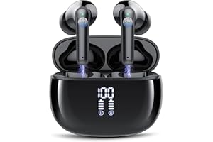 LEKABY Wireless Bluetooth 5.3 Earbuds with ENC Noise Cancellation,48H Playtime LED Display, Deep Bass Stereo Sound, IPX7 Waterproof-Crystal-Clear Calls, Fast Charging, Secure Fit In-Ear Headphones for Sports