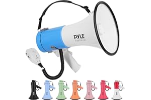 Pyle megafono, Altavoz, Portatil, 50V, Sirena, Control de volumen, Ideal para entrenadores, Policias, Futbol, Baseball, Interiores, Exteriores