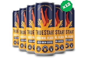 TrueStart Cold Brew Iced Coffee Cans - Ready to Drink No Sugar, No Milk American Brew in Can - Mycotoxin-Free & Rich in Antioxidants Cold Summer Drink - 12 x 250ml Original Black Strong Coffee