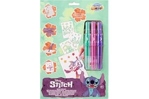 Disney Stitch Sprühstift Set | Schablonen Malset für Kinder | 3 Blasstifte und wiederverwendbare Schablonen | Kreatives Zeichenset | Bastelset für Mädchen und Jungen | Spray Pen Kit (ST23363V1)