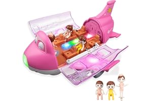 ATOMDREAM TECH Rosa Flugzeugspielzeug für Kleinkinder, Spielzeugflugzeug für 4-8-jährige Jungen und Mädchen zum Geburtstag, Kleinkindspielzeug -Actionflugzeug mit blinkenden LED-Lichtern und Geräuschen (Rosa)