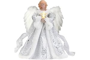 Amesor Weihnachtsengel Baumspitze - Engel Weihnachtsbaumspitze | Weihnachtsbaum Dekoration Fee Engel Mit Federn Flügel Weihnachtsbaum Ornament Für Weihnachten Bar Dekorationen, 25 × 30 cm