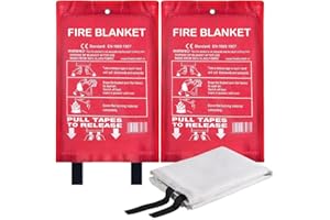 WOODSBRO Emergency Fire Blanket 1m x 1m | Flame Retardant Fire Suppression Blanket with Loops | Uses for Home Kitchen Office Garage Safety