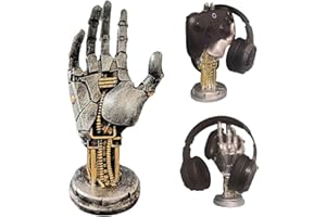 SHANDADDY Cyberpunk Kopfhörerständer – Gaming Headset Halterung und Controller Ständer – Futuristisches Harzdesign in Metalloptik – Gamer Zubehör für Schreibtischorganisation