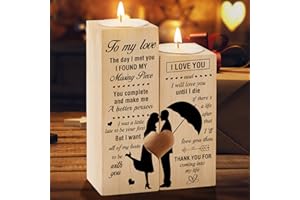 WELSKY Gifts for Girlfriend Wooden Candle Holders, to My Girl Heart Shaped Candle, Girlfriend Gifts for Christmas Birthday Valentines Day, Anniversary Wedding Gifts for Her Wife Boyfriend Husband