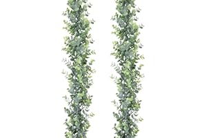 SOMYTING Guirnalda de Eucalipto Sintética 2Pcs Unidades de Vides Artificiales para Colgar Hojas de Eucalipto Guirnalda Verde para Decoración de Pared 6 Pies/Piezas
