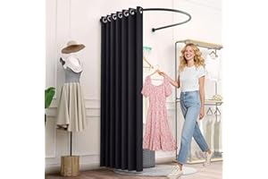 HIYOUGO Camerino Mobile Spogliatoio, Semplice Portatile Tenda per Negozio di Abbigliamento e Sartoria, Tenda Divisoria Temporanea per Ufficio dormitorio Cabina Spazio Privacy (Colore : Nero, Taglia : D)