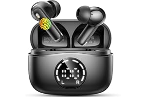 CHALVH Auriculares Inalámbricos Bluetooth, Auriculares Bluetooth 5.4 HiFi Estéreo, 48H Cascos Inalambricos Bluetooth con ENC Reducción de Ruido, Pantalla LED, Carga Rápida USB-C, IPX7 Impermeable Audifonos