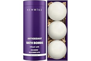 NEW MIUZ Antioxidant Acai Berry Bath Bombs Blueberry Fig Large Luxury Bubble Bath Bomb Set for Girls Cleanse & Detox Bathbombs Fizzies Relaxation Spa self Care Stress Relief Gifts for Women Stocking Stuffers