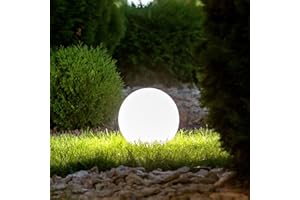 BEPER P207ILO225 Bola luminosa para jardín, LED RGB, luz blanca y multicolor con sensor crepuscular, resistente al agua IP44, alimentación solar, recargable, con pica para exteriores, diámetro 25 cm.