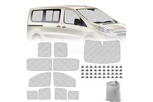 Roadtime 11 Piezas Parasol Interno Plegable para Parabrisas Delanteros Esterilla térmica Apta para Citroën Jumpy/Opel Vivaro (2019–Present) SWB, Juego de persianas, oscurecimiento, protección Solar