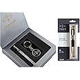 Parker Vector Roller Ball Pen with Free Key Chain Vector Standard Chrome Trim Ball Pen (Ink - Black)