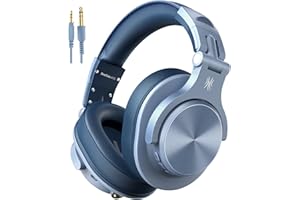OneOdio A70 Casque Bluetooth supra-auriculaire, pliable sans fil et filaire avec microphone, casque de mixage professionnel pour PC/téléphone (bleu)