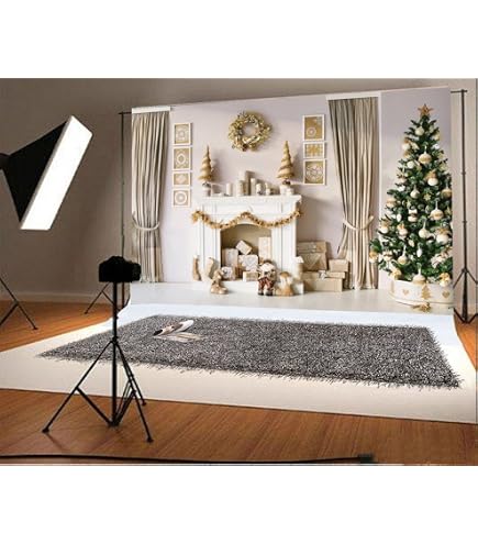 Décor Photo Couple Thème Noël - Tissu Fond Photomaton 1x1,8 M - Motif Elfe - Avec Ruban