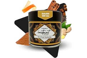 FUSIONATE Té Chai Instantáneo, Bebida Soluble 100% Natural, Sin Azúcar Añadido, Sin Aditivos, Sabor Especiado, Energizante, Lata de 100g, Ideal para Latte