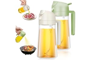 Bukuhlio 2 Pezzi Spruzzino Olio, 2 in 1 Spruzzino Olio per Friggitrice Aria, 470ml Spruzzatore Olio Nebulizzatore Olio Oliera Spray, Spray per Olio da Cucina per Cucinare, Cuocere, Grigliare, Insalata